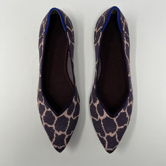 Rothy's The Point Violet Giraffe Knit Animal Print Flats Women’s Size 7 EUC - Picture 2 of 7